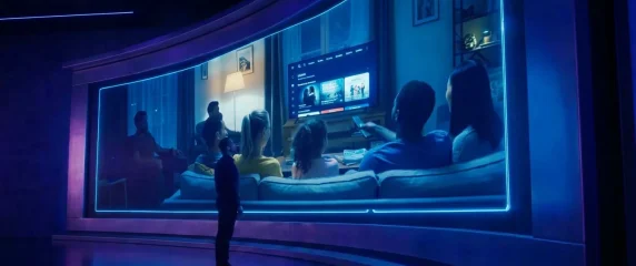 Hombre viendo pantalla gigante